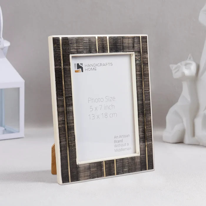Picture Frame Shagrin Collection Brass, Horn & Resin Inlay Brown – 4x6 & 5x7"