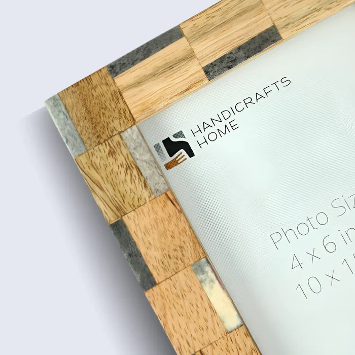 Picture Frame Stonewood Collection Bone Inlay ,Wood Grey & Brown – 4x6 & 5x7"