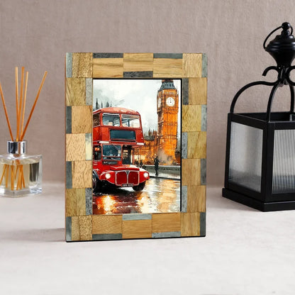 Picture Frame Stonewood Collection Bone Inlay ,Wood Grey & Brown – 4x6 & 5x7"