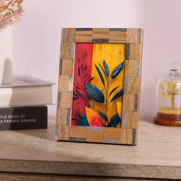 Picture Frame Stonewood Collection Bone Inlay ,Wood Grey & Brown – 4x6 & 5x7"