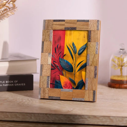 Picture Frame Stonewood Collection Bone Inlay ,Wood Grey & Brown – 4x6 & 5x7"