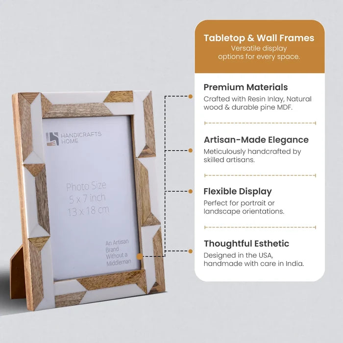 Picture Frame Woodline Pattern Collection Resin & Wood – 4x6 & 5x7"