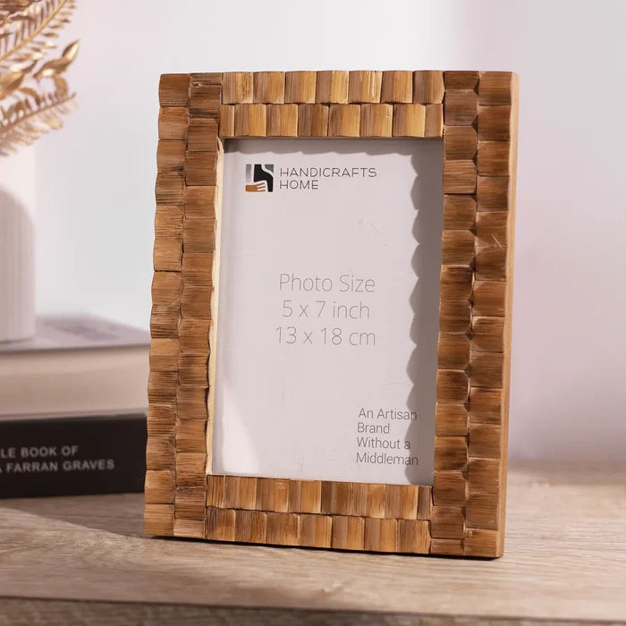 Picture Frames Bamboo Tile Collection Wood Handmade Brown 5x7", for tabletop or wall display