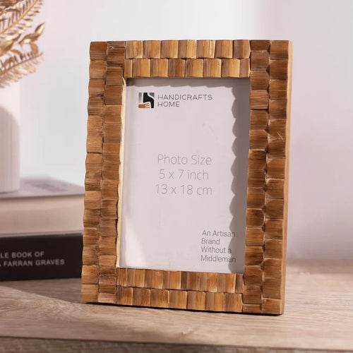 Picture Frames Bamboo Tile Collection Wood Handmade Brown 5x7", for tabletop or wall display