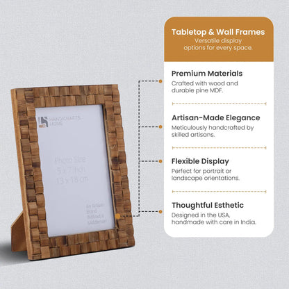 Picture Frames Bamboo Tile Collection Wood Handmade Brown 5x7"