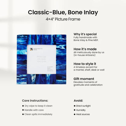Picture Frames Classic Pattern Bone Inlay Combo 4"x4", Blue