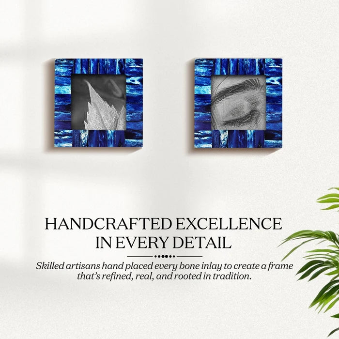 Picture Frames Classic Pattern Bone Inlay Combo 4"x4", Blue