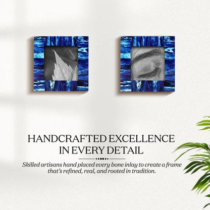 Picture Frames Classic Pattern Bone Inlay Combo 4"x4", Blue