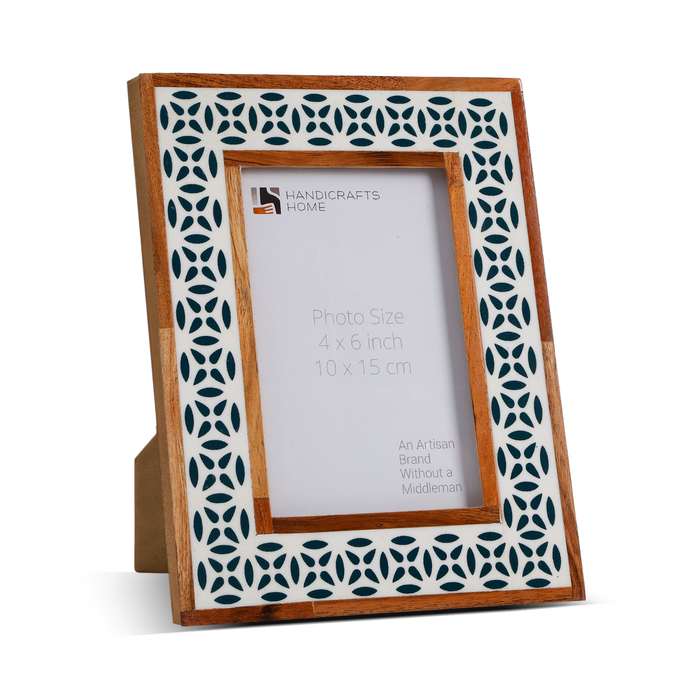 Handmade Picture Frames Geo Floral Collection Wood & Resin Inlay, 4x6, 5x7