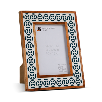 Handmade Picture Frames Geo Floral Collection Wood & Resin Inlay, 4x6, 5x7