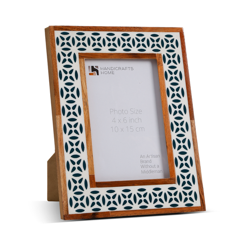 Handmade Picture Frames Geo Floral Collection Wood & Resin Inlay, 4x6, 5x7