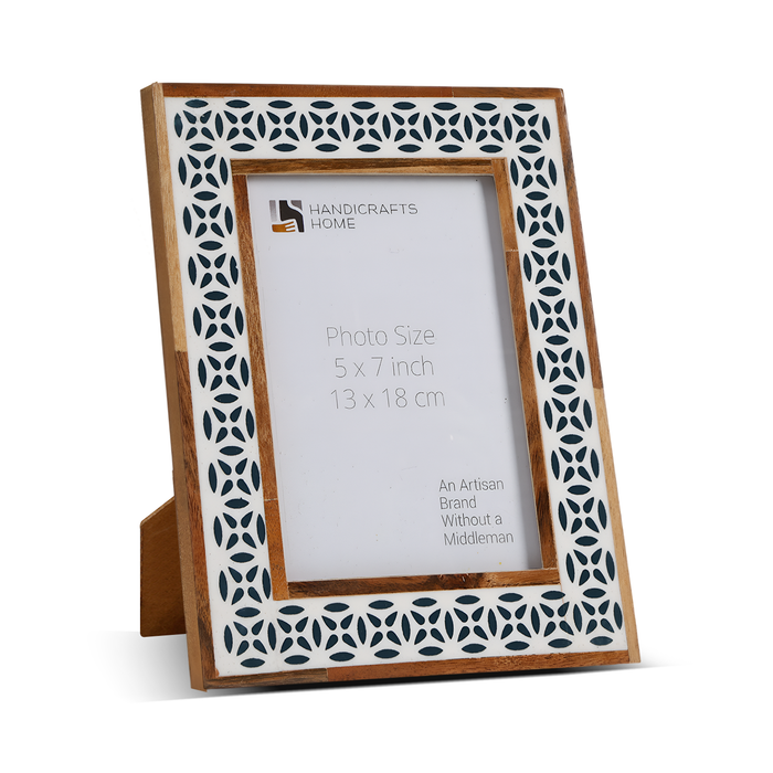 Handmade Picture Frames Geo Floral Collection Wood & Resin Inlay, 4x6, 5x7