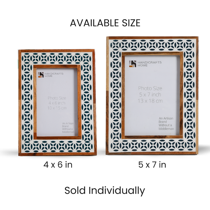 Picture Frames Geo Floral Collection Wood & Resin Inlay, 4x6, 5x7