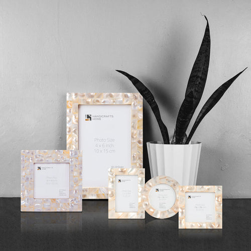 Handmade Picture Frames Mother of Pearl Collection White, for tabletop or wall display