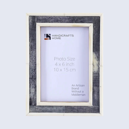 Handmade Picture Frames Sea Siren Raidne Collection Bone Inlay Grey White 4x6 5x7", for tabletop or wall display