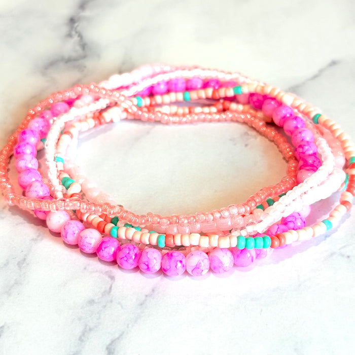 Pink Coral Coast Tumbler Bracelet Stack