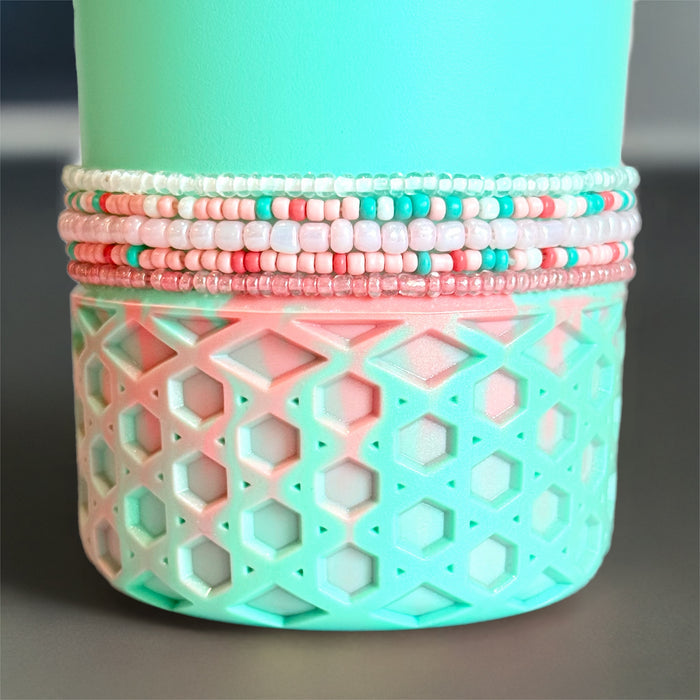 Pink Coral Coast Tumbler Bracelet Stack