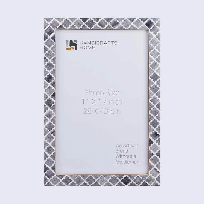 Handmade Poster Frames Moroccan Pattern Bone & Resin Inlay Collection, Grey, 23 Sizes, for wall display