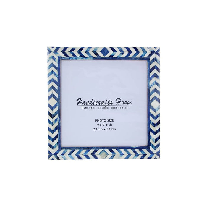 Handmade Blue white Poster Frames - Taj Chevron Bone Inlay - 19 Sizes, for wall display
