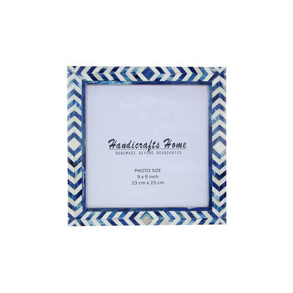 Handmade Blue white Poster Frames - Taj Chevron Bone Inlay - 19 Sizes, for wall display