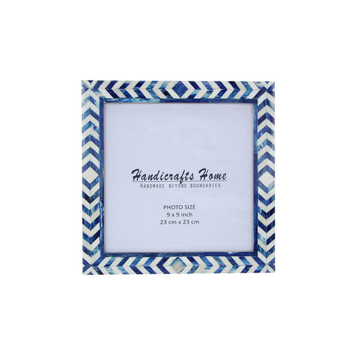 Handmade Blue white Poster Frames - Taj Chevron Bone Inlay - 19 Sizes, for wall display