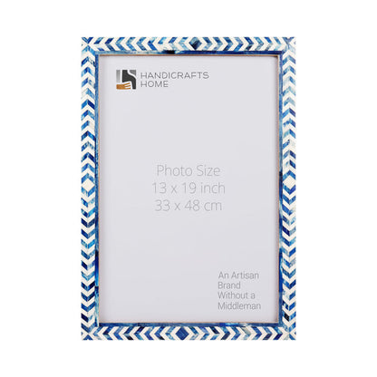 Handmade Blue white Poster Frames - Taj Chevron Bone Inlay - 19 Sizes, for wall display