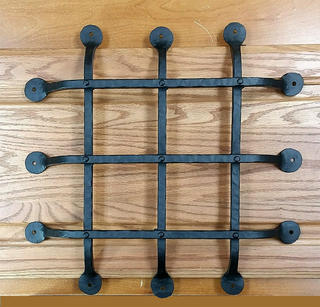 Premium FLAT Tip Speakeasy Grille  - Size: 16" x 16"  6 Bars, Black Powder Coat finish - Wild West Hardware