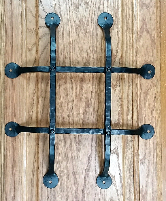Premium Flat Tipped Speakeasy Grille  - 10" x 12"  4 Bars, Black Powder Coat finish - Wild West Hardware