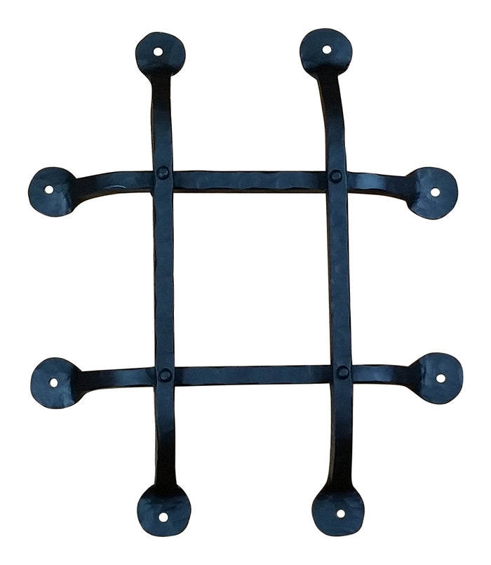 Premium Flat Tipped Speakeasy Grille  - 10" x 12"  4 Bars, Black Powder Coat finish - Wild West Hardware