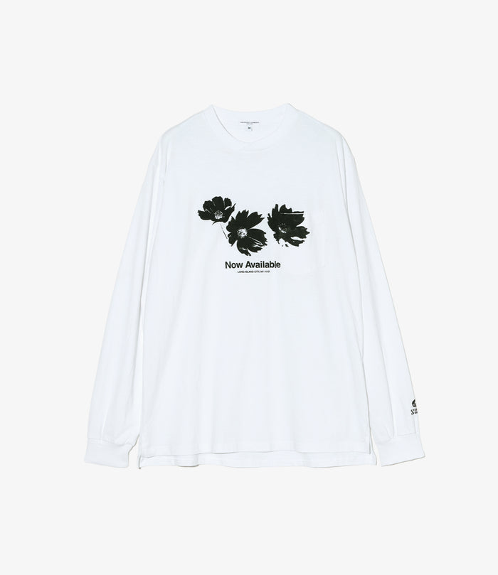 Printed Cross Crew Neck L/S T-Shirt - White Flower