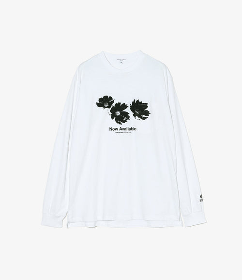 Printed Cross Crew Neck L/S T-Shirt - White Flower