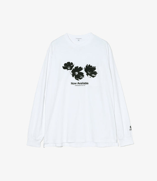 Printed Cross Crew Neck L/S T-Shirt - White Flower