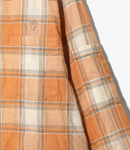 Ranger Shirt - Orange - Cotton Lawn Shirring / Plaid