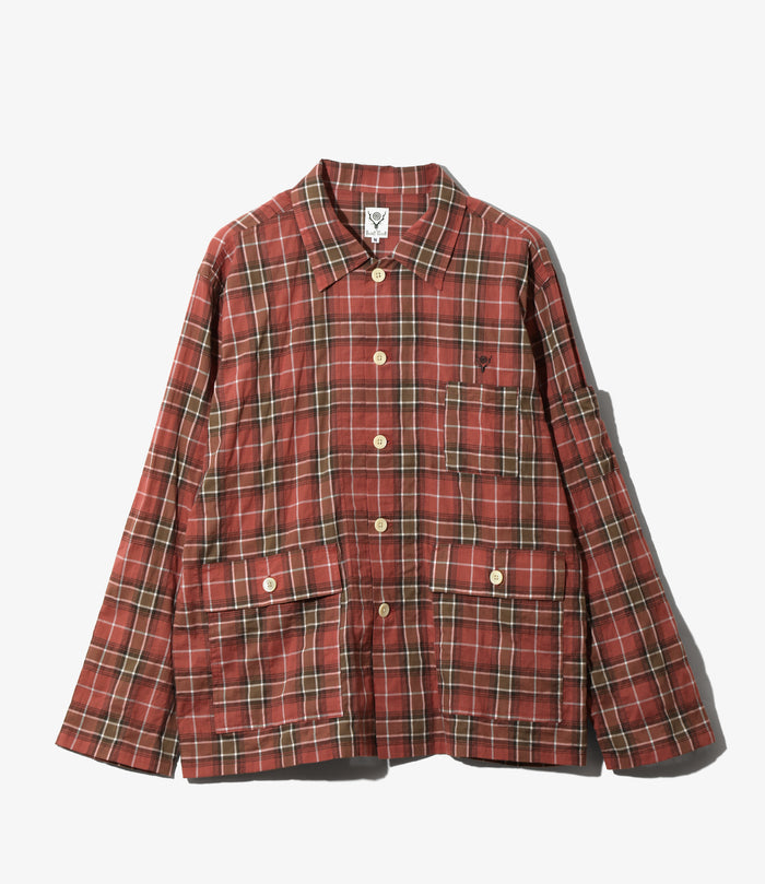 Ranger Shirt - Red - Cotton Lawn Shirring / Plaid