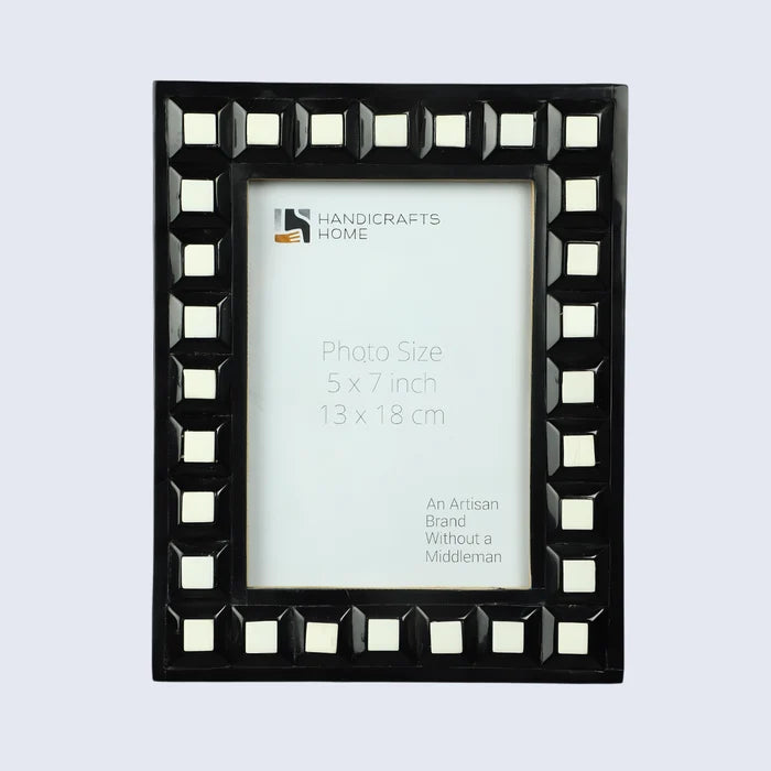 Handmade Resin Inlay Picture Frame - Black Square Collection - 5x7 - Available in 2 Colors