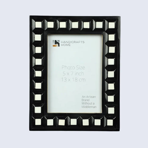 Handmade Resin Inlay Picture Frame - Black Square Collection - 5x7 - Available in 2 Colors