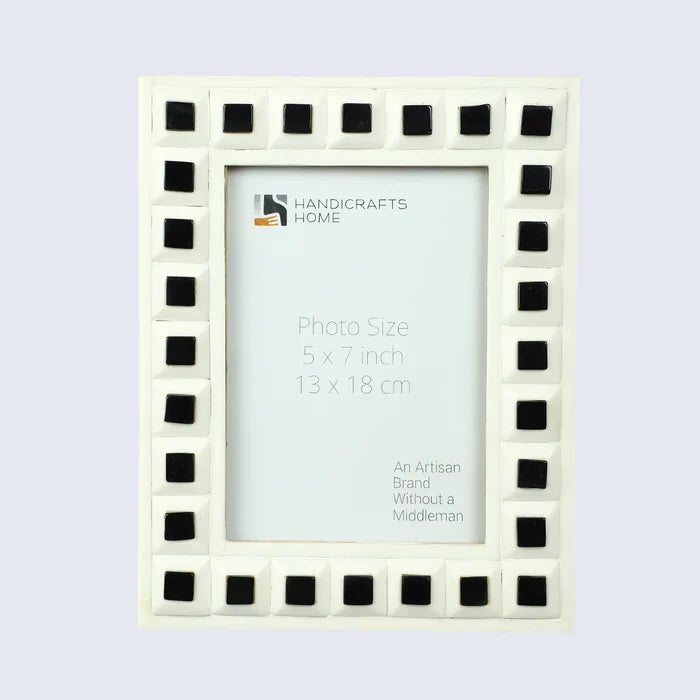 Handmade Resin Inlay Picture Frame - Black Square Collection - 5x7 - Available in 2 Colors