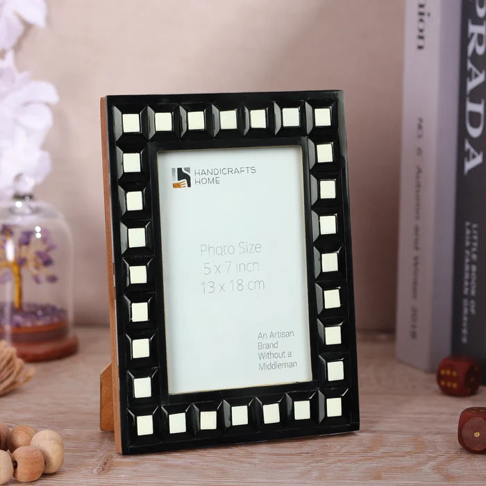 Resin Inlay Picture Frame | Black Square Collection | 5x7 | Available in 2 Colors