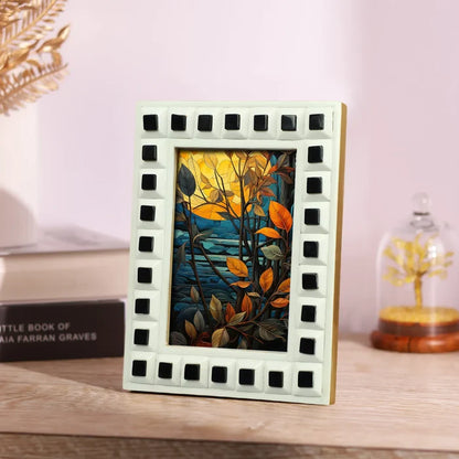 Resin Inlay Picture Frame | Black Square Collection | 5x7 | Available in 2 Colors