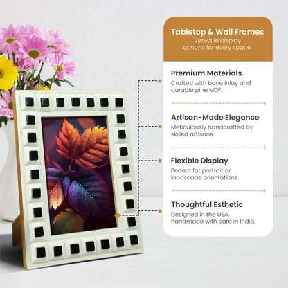 Resin Inlay Picture Frame | Black Square Collection | 5x7 | Available in 2 Colors