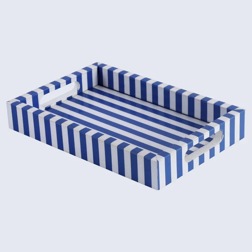 Handmade Riviera Elance Blue White Decorative Vanity Tray 12x8