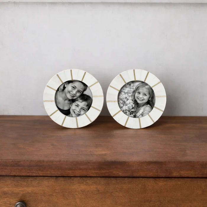Round Picture Frame Palace Soul Collection Bone & Brass, 4" x4" - Pack of 2