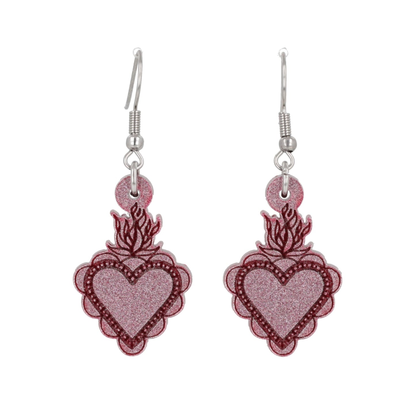 Sacred Heart Earrings - Pink
