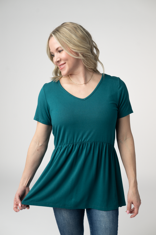 Sarah Ruffle Short Sleeve - Teal