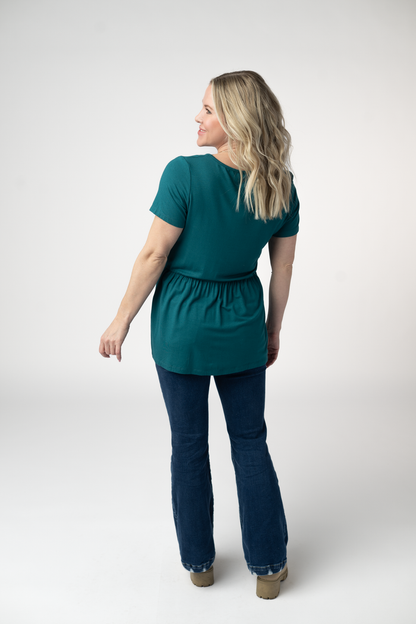 Sarah Ruffle Short Sleeve - Teal