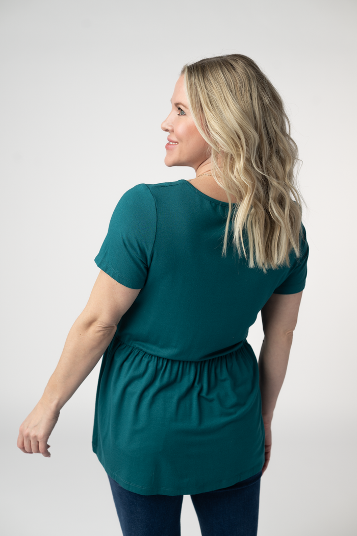 Sarah Ruffle Short Sleeve - Teal