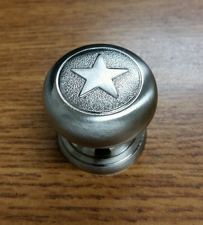 (Set of 10) Western Style Star Knobs, Satin Nickel Finish - Wild West Hardware