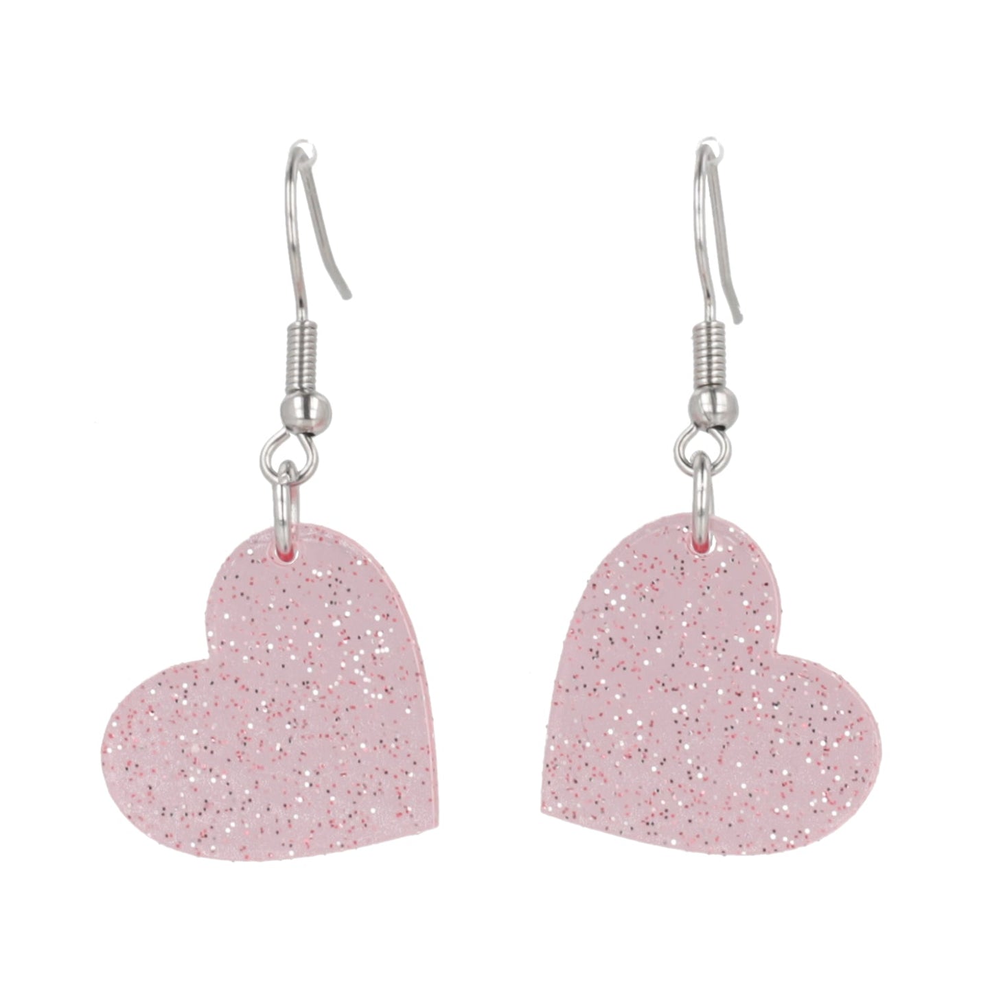 Shimmer Heart Earrings - Pink