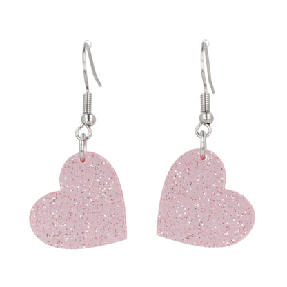 Shimmer Heart Earrings - Pink