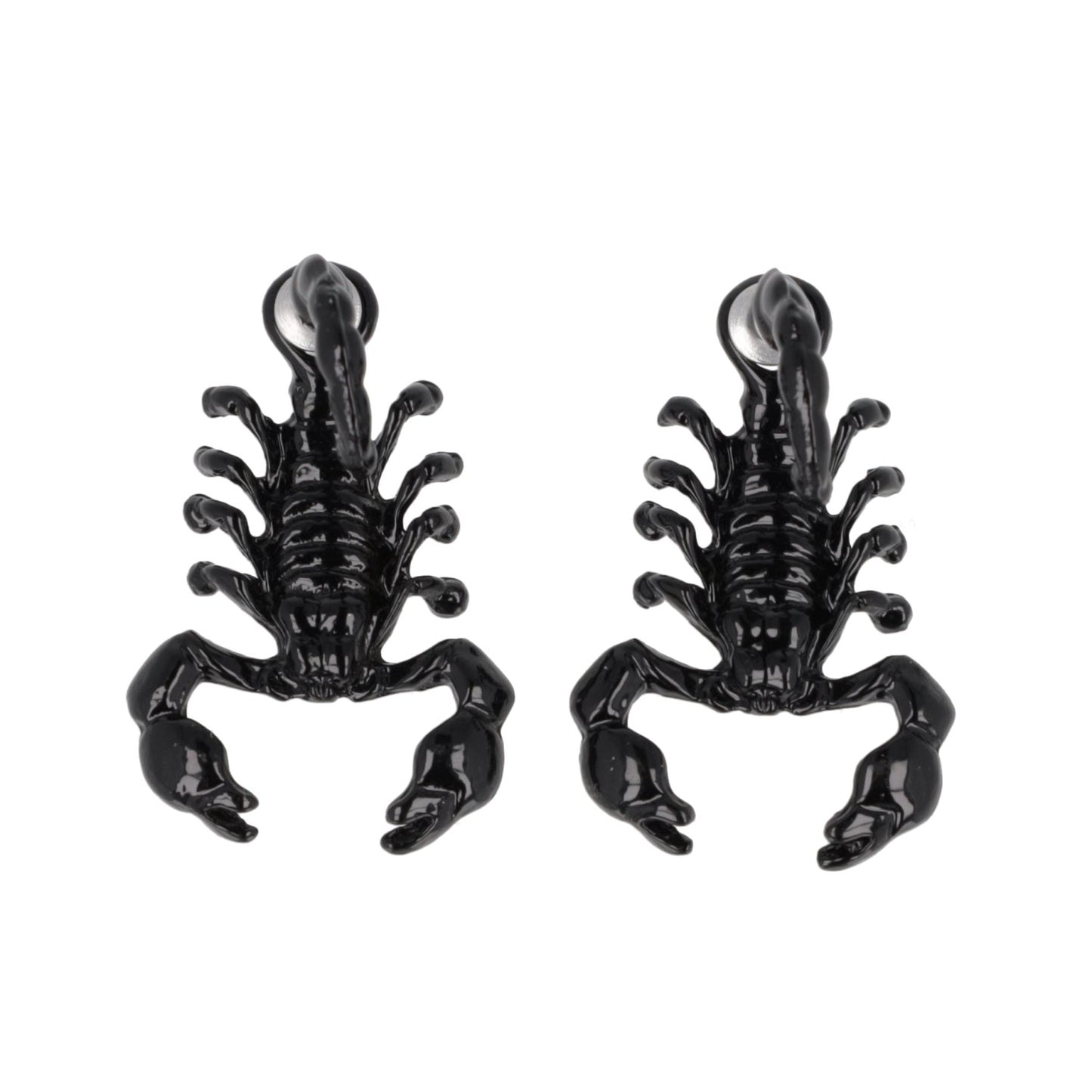 Shiny Black Scorpion 2 Piece Stud Earrings